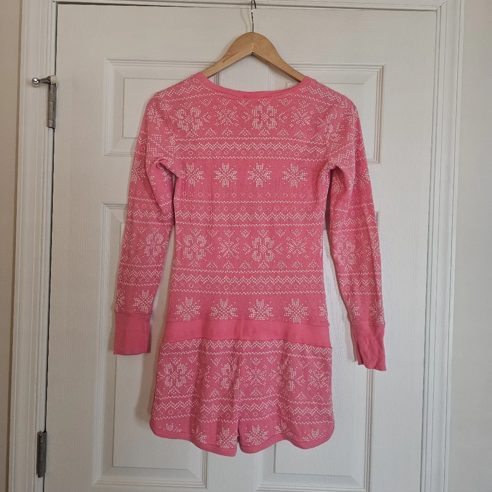 Victoria's Secret Fair Isle Waffle Knit Sleep Romper Size Small
